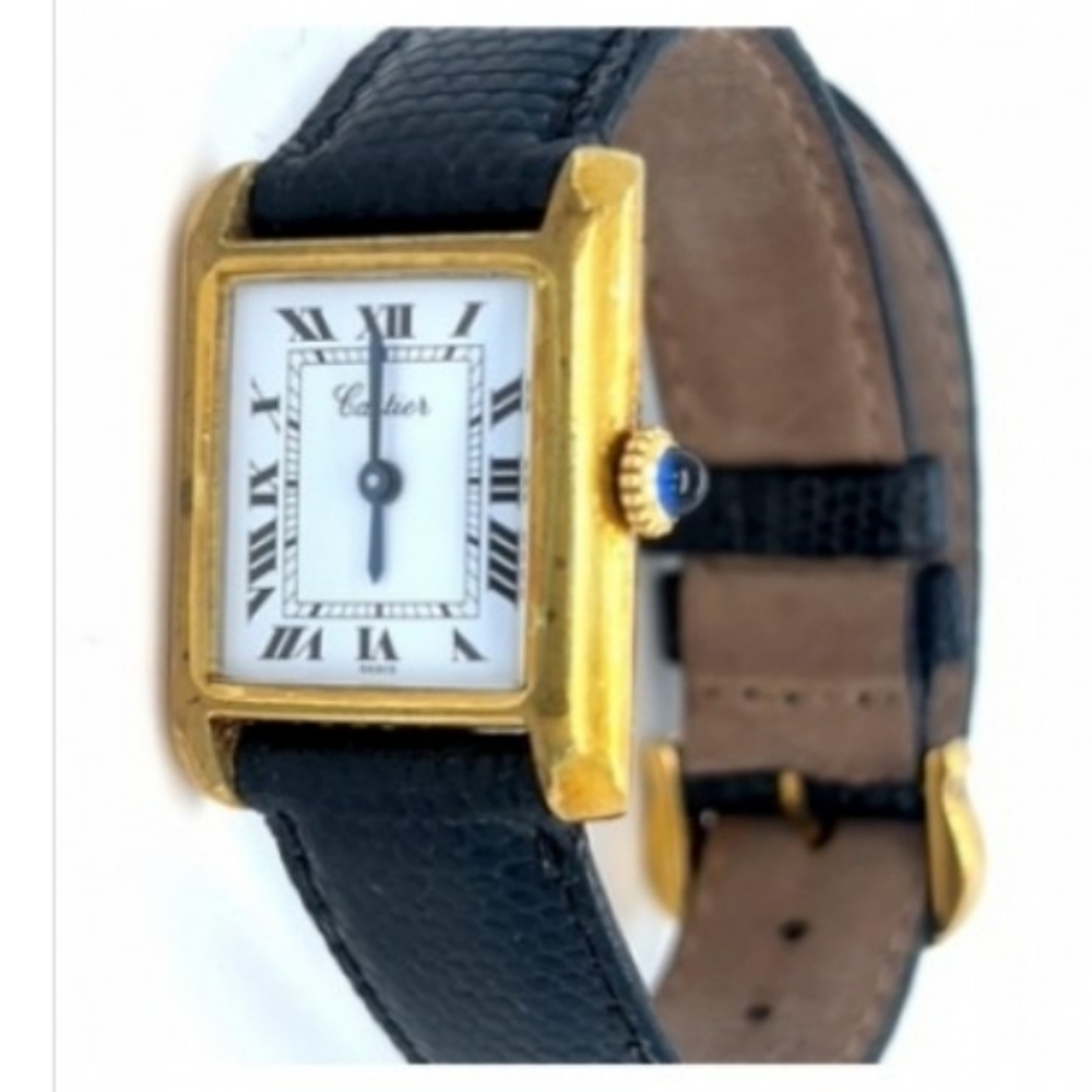 RESERVED DO NOT PURCHASE Les Must de CARTIER 18K plated 23mm Tank Manual Watch - Picture 2 of 6